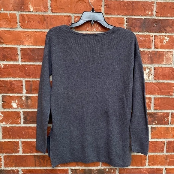 Gap Womens Medium Gray Ribbed Knit Pullover Tunic Sweater Minimalist Capsule - Picture 3 of 9